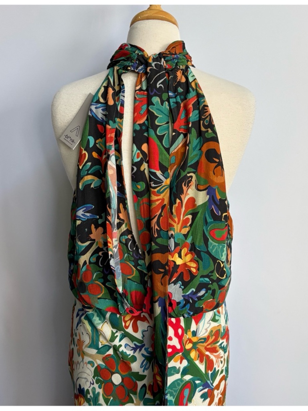 NWT Anthropologie BI-nk Elainne Halter Silky Floral Maxi Dress, XL - Picture 9 of 14